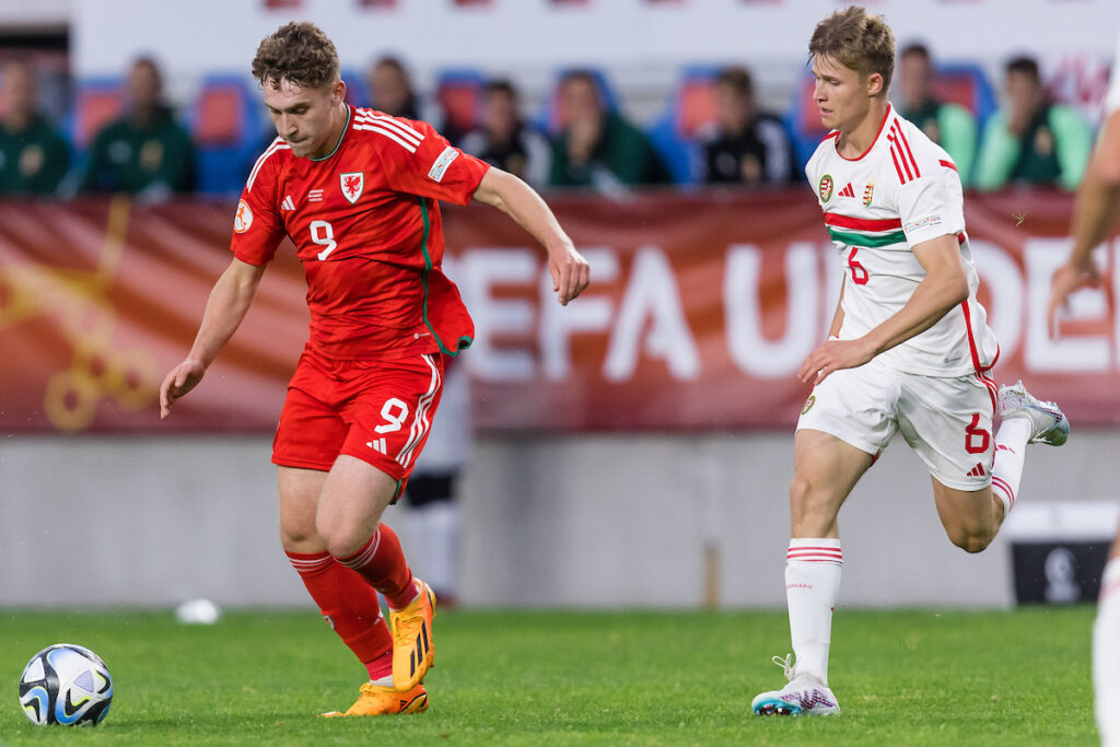 Wales' Iwan Morgan during the 2023 UEFA European Under-17 Championship Group A fixture between Hungary & Wales at the Hidegkuti Nandor Stadium, Budapest, Hungary