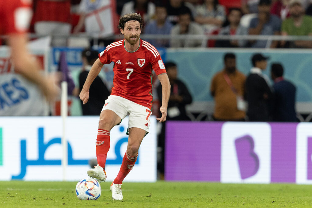 Joe Allen pictured with the ball at his feet.