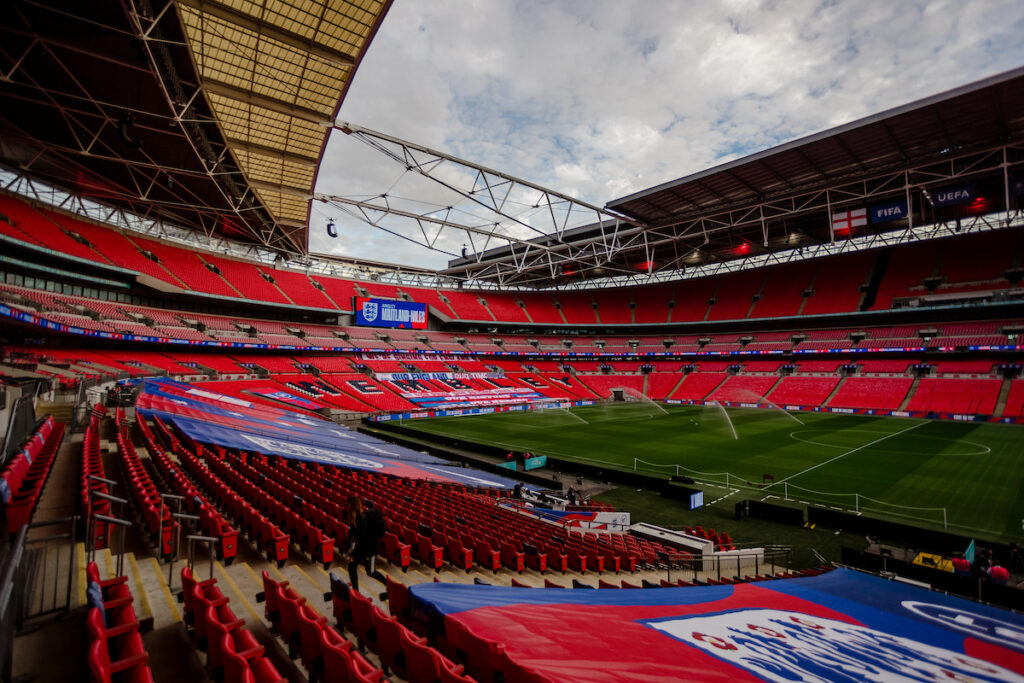 A general view of Wembley Stadium before an England international match. It will host a friendly match against Cymru on October 9.