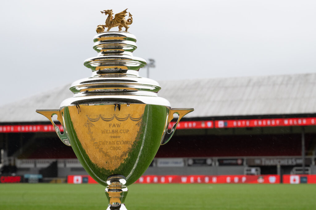 A detailed view of the Bute Energy Welsh Cup prior to the Bute Energy Welsh Cup Final fixture between Wrexham AFC Women and Cardiff City Women FC at Rodney Parade, Newport, Wales
