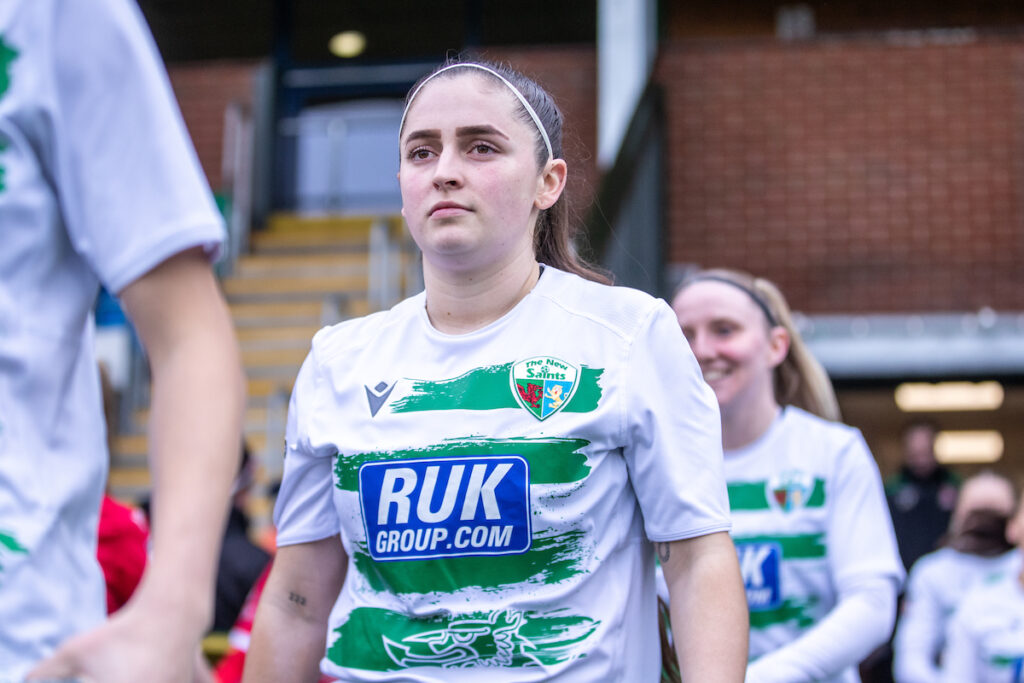 The New Saints' Tiggy Webb ahead of the Genero Adran Trophy Semi Final fixture between The New Saints and Briton Ferry Llansawel at Park Hall Stadium, Oswestry. 19th of January, Oswestry, England