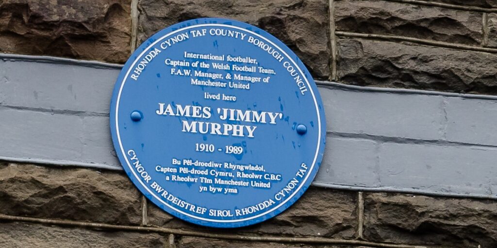 Wales’ Head Coach Robert Page visits ex Wales manager, Jimmy Murphy’s plaque ahead of the Cymru squad announcement for the 2022 FIFA World Cup at Tylorstown, Rhondda, Wales, 9th November