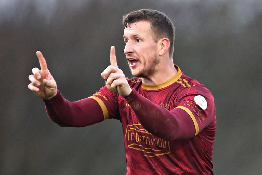 Trearddur Bay's Les Davies during Holyhead Hotspur vs Trearddur Bay FC in Round 3 of the FAW Welsh Cup at The New Oval, Holyhead