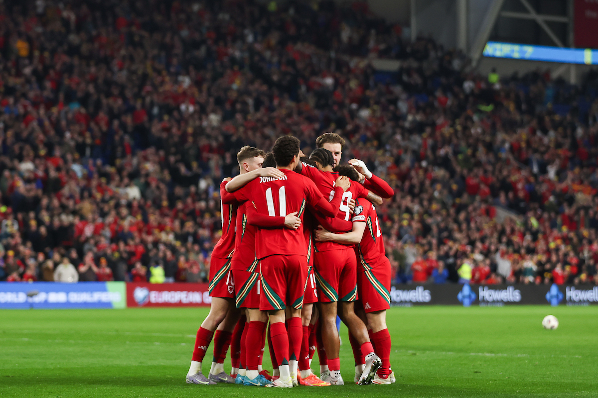Cymru's Ben Davies celebrates his goal to make it 2-1 during the 2026 FIFA World Cup European Qualifiers, group J fixture between Wales & Kazakhstan at the Cardiff City Stadium on the 22nd of March