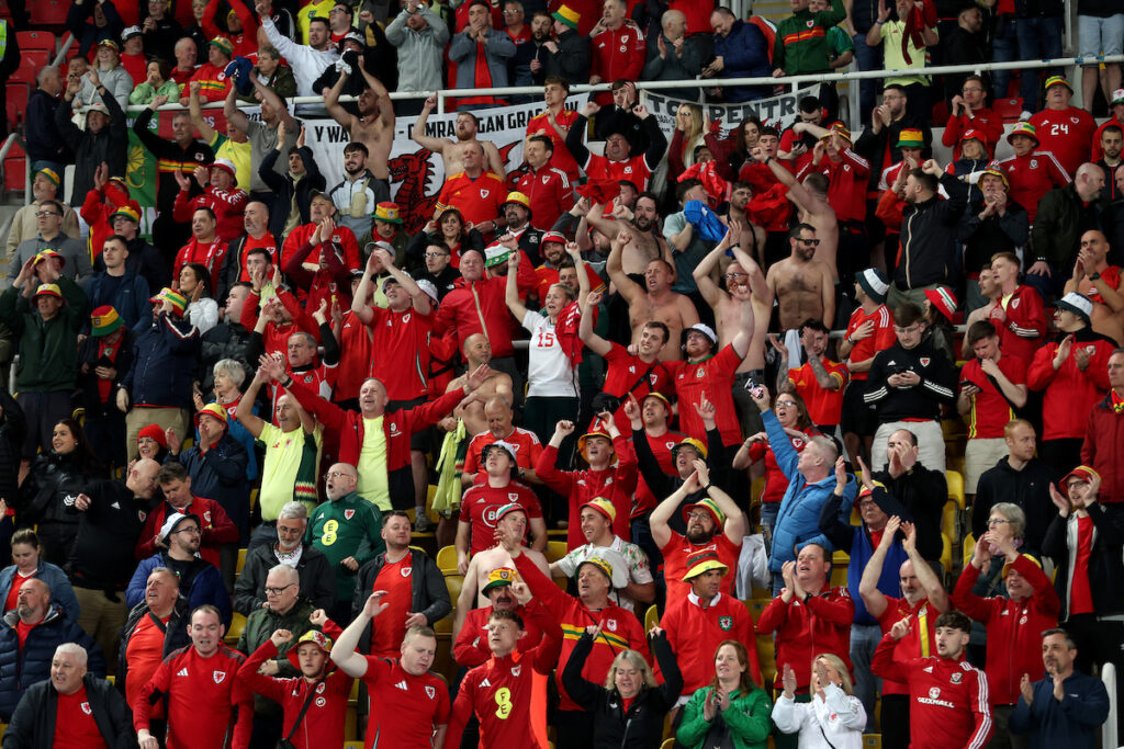The Red Wall cheering Cymru on. Additional tickets have been secured for Belgium v Cymru in June. 