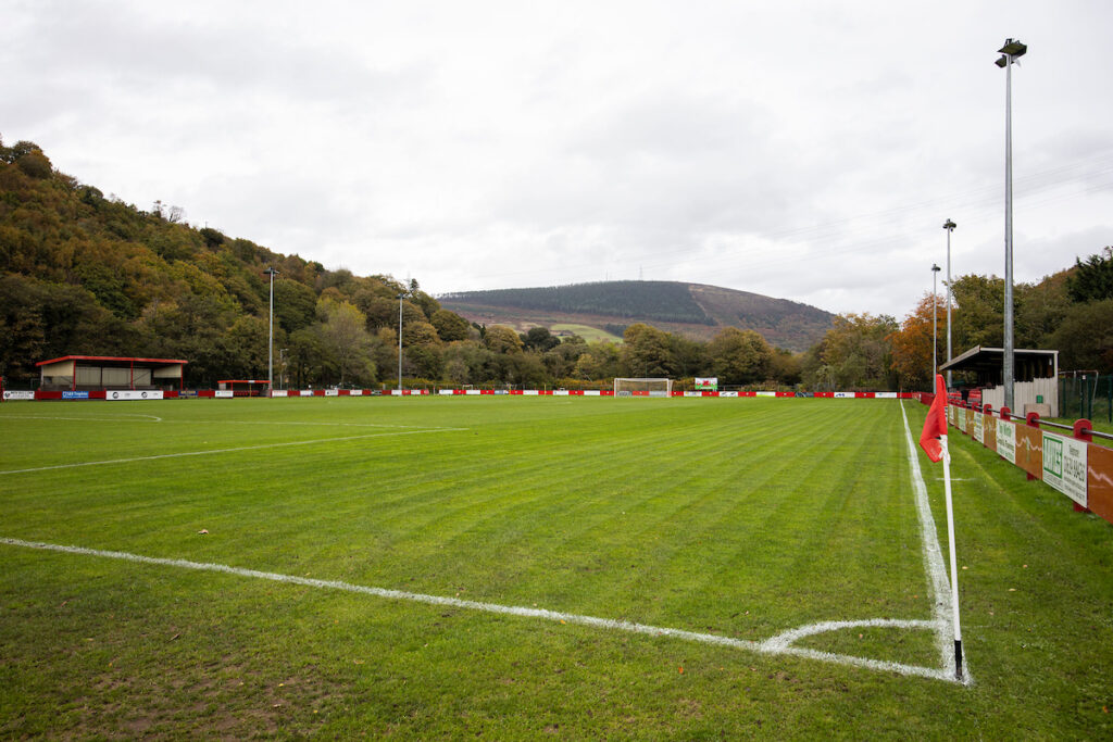 A general view of Trefelin's Ynys Park, the stadium which will host the Dragon Signs Amateur Trophy final.