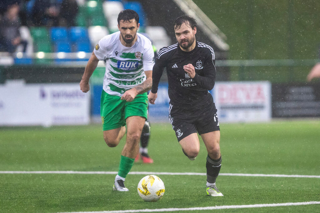 Connah's Quay Nomads' Noah Edwards during the JD Cymru Premier fixture between The New Saints and Connah's Quay Nomads at Park Hall Stadium, Oswestry. 31st of December, Oswestry, England