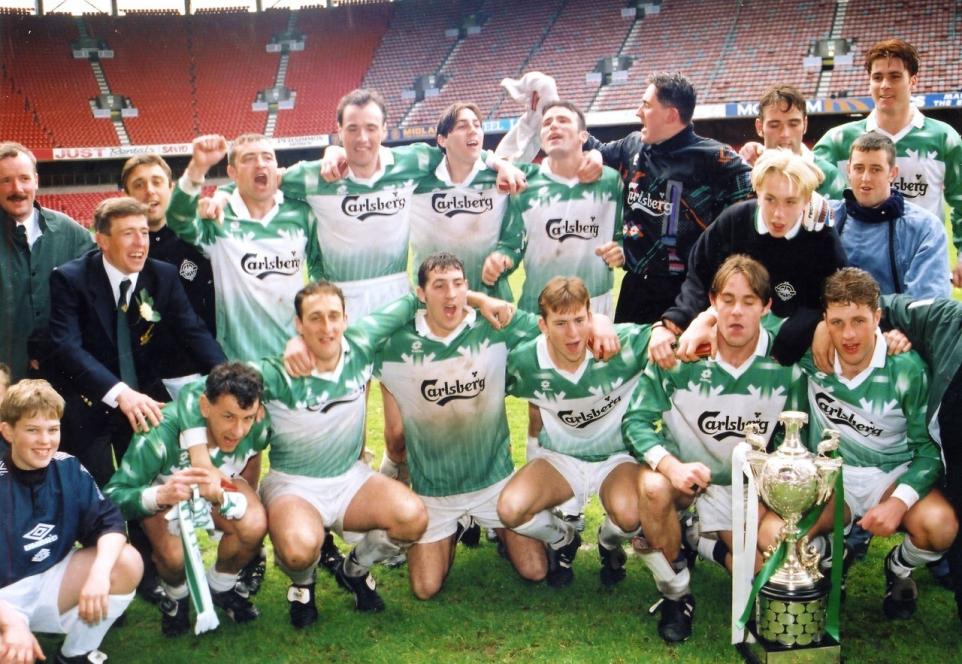 A photo of TNS then known as Llansantffraid in the 1996 JD Welsh Cup final