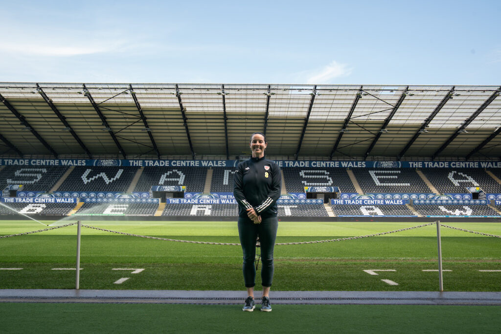 Rhian Wilkinson pictured at the Swansea.com Stadium where Wales will play Italy ahead of UEFA Women's EURO 2025