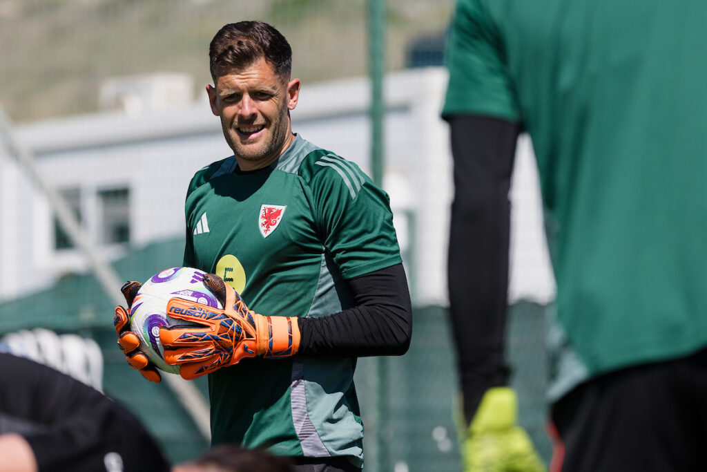 Wales’ goalkeeper Connor Roberts  during a training session at La Finca Resort as players take part in a senior mens national team training camp at in Alicante, Spain