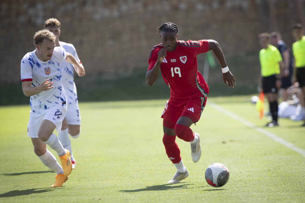 Cymru U21 in action against Norway in Marbella