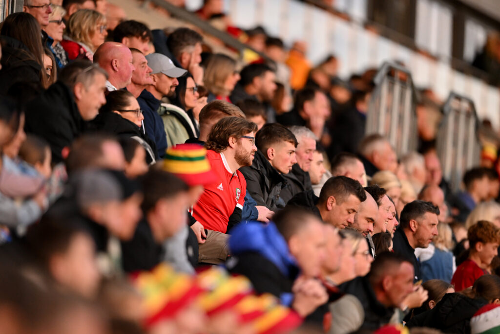 Wales supporters at Rodney Parade for a Cymru U21 match