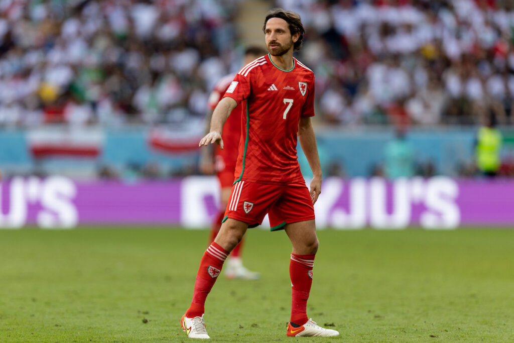 Wales' Joe Allen during the FIFA World Cup Qatar 2022 Group B match between Wales and Iran at the Ahmed bin Ali Stadium, November 25, 2022 in AI-Rayyan, Qatar