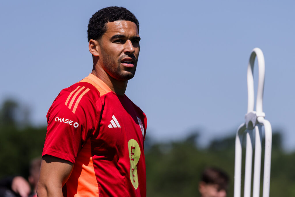 Wales' Ben Cabango during a training session as players take part in a senior mens national team training camp at the Vale Resort, Pontyclun, Wales