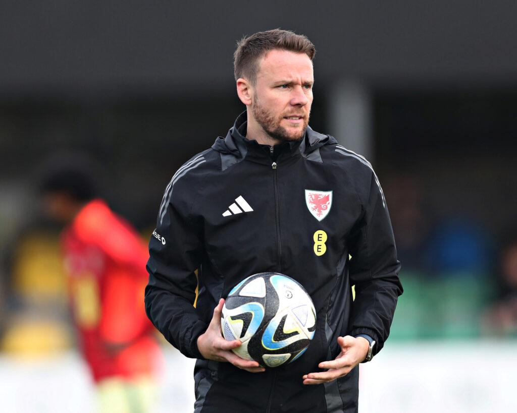 Chris Gunter during a Cymru MU17 training