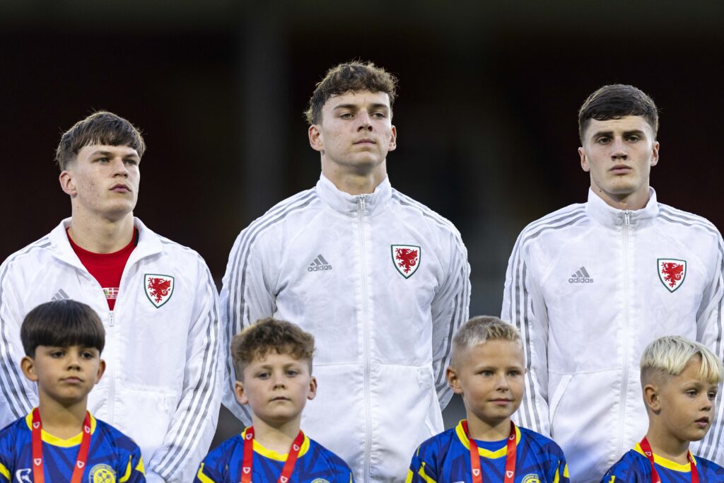 Wales goalkeeper Evan Watts during the national anthem.
Cymru u21 v Denmark in a UEFA Under 21 Championship Qualifier at Rodney Parade on the 8th September 2025