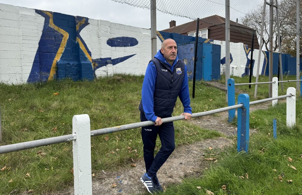 Robert Cockings behind the barriers at Port Talbot Town