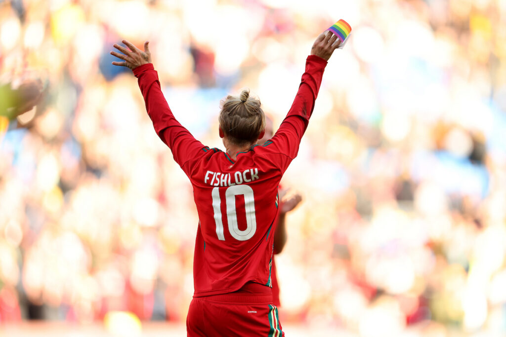 Jess Fishlock waves goodbye to the fans.