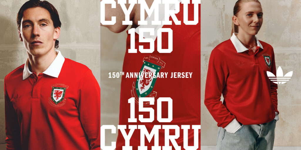 Image showcases Cymru 150 anniversary jersey on Cymru players Harry Wilson and Ceri Holland